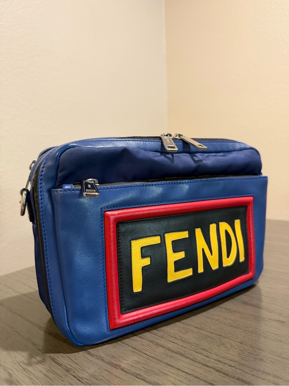 Fendi Blue Leather / Nylon Crossbody Bag - Picture 2 of 4